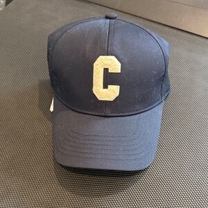 Celine Navy Baseball Cap with Gold 'C' Patch